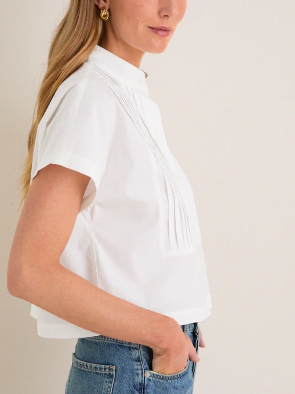 BRAND NEW Tuckernuck White Cotton Poplin Pintuck Avery Shirt - Picture 3 of 8